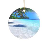 Cadeau de fête prénuptiale imprimé plage et océan tropical sable blanc, décoration de Noël Mr & Mrs, un cadeau souvenir de mariage unique