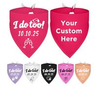 Cadeau de fiançailles, bandana personnalisé I Do Too Dog avec nom, écharpe personnalisée pour chiens de petite, moyenne et grande taille, accessoire photo de mariage, annonce de fiançailles pour chien