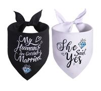 Cadeau de fiançailles, bandana pour chien « My Humans are Getting Married She Said Yes », décoration de fête de fiançailles, accessoire photo de mariage, écharpe pour animal de compagnie, annonce de