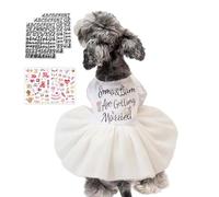 Cadeau de fiançailles, robe de mariée pour chien à faire soi-même avec lettres dorées autocollantes noms de mariée et de marié, robes de chat en coton, jupes tutu pour toutes les occasions, tenues