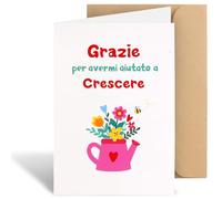 Cadeau de Fin d’Année pour Remercier les Enseignants Grazie per avermi aiutato a Crescere Carte avec Enveloppe Italien