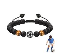 Cadeau de football pour garçon, bracelet en pierre pour fils, bracelet de football pour garçon, cadeaux de football, M, Imitation obsidienne