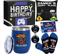 Cadeau de gamer pour garçon de 16 ans, cadeau d'anniversaire drôle pour garçon de 16 ans, ensemble cadeau pour fan de jeux vidéo pour le 16e anniversaire de fils, petit-fils, neveu ou ami - Idée