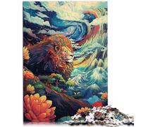 Cadeau de Jeu Puzzle Lion Artistique Puzzles pour Adultes Le Puzzle en Bois de 1000 pièces est idéal comme Cadeau pour Toute la Famille et Les (50x75cm)