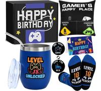 Cadeau de joueur garçon de 18 ans, cadeau d'anniversaire amusant 18 ans pour garçon, fan de gamer, coffret cadeau pour le 18e anniversaire pour fils, petit-fils, neveu ou ami - Idée cadeau cool pour