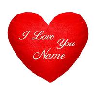 CADEAU DE LA SAINT-VALENTIN Pour lui ou elle - Coussin personnalisé (35 x 40 cm) en forme de cœur I LOVE YOU + Brodé avec votre propre texte de nom; Minky ; Pour anniversaire, anniversaire [091]