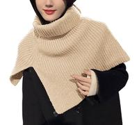 Cadeau De Laine Echarpe Femme Cachemire Beige Châle à col haut fendu de couleur unie pour femmes, écharpe tricotée, pull chaud, écharpe en laine Bonnet Hijab Dentelle Echarpe Femme (Beige, One Size)