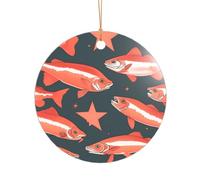 Cadeau de mariage personnalisé avec imprimé saumon, décoration de Noël en acrylique pour jeunes mariés et couples