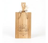Cadeau de mariage personnalisé en chêne - Planche en bois avec nom et date, couple de mariés dans un cabriolet avec cœur, cadeau de mariage, planche de service avec gravure, souvenir pour couple de