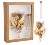 Cadeau De Mariage pour Les MariéS, Cadeau De Mariage, Ensemble d'argent avec Fleurs SéChéEs, BoîTe en Bois, Tube à Essai en Verre, pour Un Anniversaire De Mariages, Argent pour Un BaptêMe