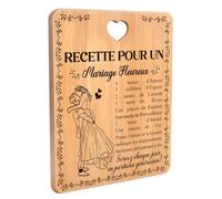 Cadeau de Mariage pour les Mariés, Planche à Découper en Bambou Gravée "Recette pour un Mariage Heureux", Cadeau Original pour Couple, Fiançailles et Saint-Valentin