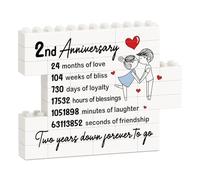 Cadeau de mariage pour lui et elle - Plaque de puzzle romantique en coton pour lui, elle, couple, cadeau de 2e anniversaire de mariage pour petit ami, petite amie, mari, épouse