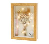 Cadeau de mariage romantique - Cadeau de mariage - Argent avec tubes à essai en acrylique - Cadre photo - Fleurs séchées - Bandes lumineuses - Meilleurs vœux de mariage pour les mariés et les