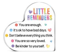 Cadeau de motivation inspirant pour lui et elle - Plaque en acrylique en forme de cœur - Design décoratif - Cadeau de reconnaissance des employés - Petits rappels que vous êtes assez - Panneau