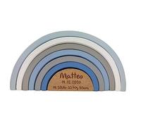 Cadeau de naissance arc-en-ciel bleu I Cadeau de naissance I Gravé I Arc-en-ciel avec nom et dates de naissance I Cadeaux personnalisés pour bébé garçon