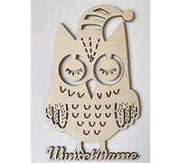 Cadeau de naissance, baptême, nom de votre prénom, motif hibou, env. 30 x 20 cm.