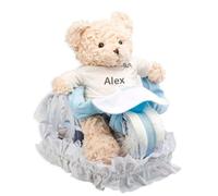 Cadeau de Naissance -Gâteau Couches Ours Motard bleu - coffret cadeau bébé- bouquet de layette -bouquet de naissance | BebeDeParis