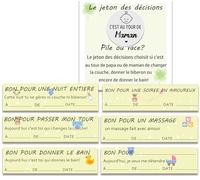 Cadeau de Naissance -Jeton de décision parents papa ou maman avec 24 Bons Jeunes parents Idéal pour Baby Shower, Annonce de Grossesse, Gender Reveal Cadeau Jeune Maman