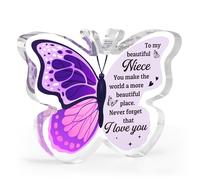 Cadeau de nièce, cadeaux de Noël pour nièce, cadeaux de nièce de la part d'une tante et d'un oncle - Plaque papillon en acrylique pour nièce, cadeau d'anniversaire pour nièce, adulte, mariage, cadeau
