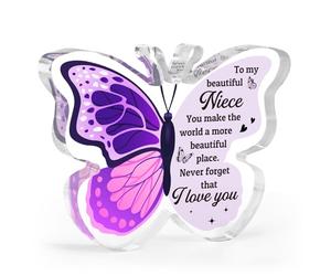 Cadeau de nièce, cadeaux de Noël pour nièce, cadeaux de nièce de la part d'une tante et d'un oncle - Plaque papillon en acrylique pour nièce, cadeau d'anniversaire pour nièce, adulte, mariage, cadeau