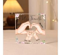 Cadeau de Noël Cadeau Fête Des Mères Plaque Acrylique Personnalisée avec 1-7 Prénoms Cadeau pour Famille Mamans Mamie Amis Cadeau Femme (A-5 Prénoms)