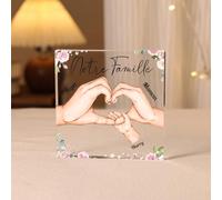 Cadeau de Noël Cadeau Fête Des Mères Plaque Acrylique Personnalisée avec 1-7 Prénoms Cadeau pour Famille Mamans Mamie Amis Cadeau Femme (A-3 Prénoms)