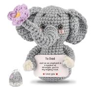 Cadeau de Noël d'anniversaire de la part de sa fille et de son fils - Mini éléphant positif fait à la main avec soutien émotionnel, cadeau d'anniversaire de Noël pour papas en bonus pour beau-père