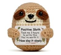 Cadeau de Noël et d'anniversaire pour homme et femme - Fait à la main - Animaux en crochet avec carte positive, décoration de bureau inspirante - Cadeau pour maman, papa, fils, sœur, amie, collègue