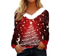 Cadeau De Noel Femme, Pull De Noel Femme Chaud Chic Tshirt Hiver Grande Taille Robe Marque Pas Cher Sweat-Shirt Pull De Noël Vetement Ugly Christmas Sweater XL