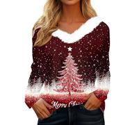 Cadeau De Noel Femme, Pull Noel Femme Hiver Chaud Tshirt Chic Grande Taille Haut Pas Cher Marque Sweat-Shirt Pull De Noël Vetement Ugly Christmas Sweater XL