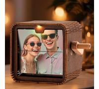 Cadeau de Noël Personnalisé - Boîte Flipbook à Manivelle Lumineuse, Cadre Photo Flipbook avec Photo Musique ou Texte - Idée Cadeau Originale pour Saint-Valentin, Anniversaire, Couples, Hommes & Femmes