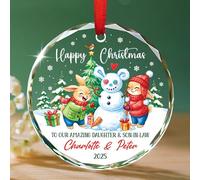 Cadeau de Noël personnalisé pour notre incroyable belle-fille et son beau-fils, décoration en verre avec noms personnalisés pour sapin de Noël, cadeaux de bonus, maman/papa