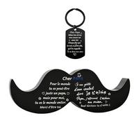 Cadeau de Noël pour Papa et Beau-Père - Coffret avec Plaque Acrylique et Porte-Clés - Également Idéal pour la Fête des Pères et son Anniversaire