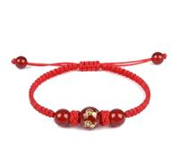 Cadeau de Nouvel An chinois, bracelet réglable avec cordon rouge pour l'année du cheval - Bracelet porte-bonheur - Printemps Festiva Fortune - Bijoux Feng Shui tressés - Cadeaux en perles pour femmes