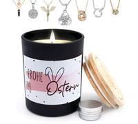Cadeau de Pâques, bougie avec bijoux, cadeau pour femme, bougie parfumée vegan en cire de soja dans un verre pour Pâques, Joyeuses Pâques (noir), K001