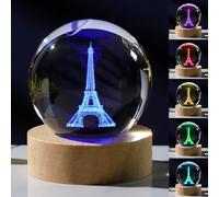 Cadeau de Paris 3D pour femme - Boule de cristaux - Figurines de la tour Eiffel - Figurine décorative en verre pour chambre d'anniversaire pour meilleure amie, amoureuse, presse-papier souvenir