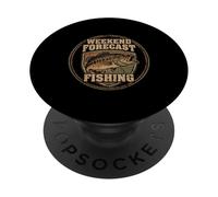 Cadeau de pêche drôle Vintage rétro Poisson prévisions Week-End PopSockets PopGrip Adhésif