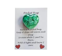 Cadeau de poche Hug You, en résine, en forme de cœur avec carte de vœux, mini cœur mignon, décoration pour câlin de poche, mini cœur de poche, serre-tête jaune fluo (B, A)