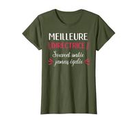 Cadeau De Remerciement Humour Meilleure Directrice D'école T-Shirt, Femme, Olive, L