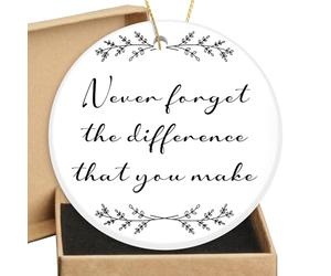 Cadeau de remerciement pour femme et homme - Ne jamais oublier la différence que vous faites - Décoration en céramique - Cadeau d'adieu à la retraite pour employé, patron, collègue, gestionnaire