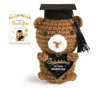 Cadeau de Remise de Diplôme Mini Ours Graduation en Laine à Tricoter Ours congratulations on your graduation Chapeau Cœur Fabrication à la Main et Carte de Vœux Cadeau Décoration pour Les Étudiants