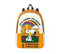 Cadeau de rentrée scolaire C'est bien d'avoir un ami Sac à dos multi-compartiments Peanuts Snoopy Sac à dos décontracté pour adolescent Randonnée Noir
