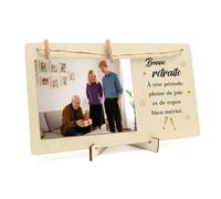 Cadeau de Retraite Cadeau pour Les Grands-Parents Cadre Photo en Bois à Clipser Cadeau Unique Joyeuse Retraite Cadeau pour Oncle et Tante Cadeau de Retraite pour Papa Maman Cadeau Commémoratif