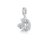 Cadeau de Saint-Valentin - Lettre D Pandora Charms S'adapte au Collier Bracelet Européen,Cadeau pour Femmes Filles Anniversaire