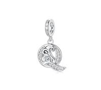 Cadeau de Saint-Valentin - Lettre Q Pandora Charms S'adapte au Collier Bracelet Européen,Cadeau pour Femmes Filles Anniversaire