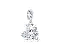 Cadeau de Saint-Valentin - Lettre R Pandora Charms S'adapte au Collier Bracelet Européen,Cadeau pour Femmes Filles Anniversaire