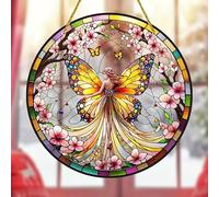 Cadeau de Saint-Valentin, papillon et fée vitrail à suspendre, attrape-soleil en acrylique teinté, décoration de fenêtre, panneau teinté, décoration murale, cadeaux d'anniversaire