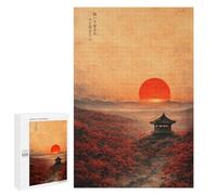 Cadeau De Saison : Japanese Temple at Sunset, 1000 PCS, Puzzle-Image pour Adultes, avec Une Image Décorative Une Fois Terminé