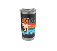 Cadeau de sensibilisation à l'attention, dinosaure « ADHD Is Awesome » pour garçons et filles Gobelet isotherme en acier inoxydable double paroi