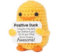 Cadeau de soutien émotionnel en forme de canard positif, jolie mini poupée de canard tricotée avec carte, cadeaux positifs pour homme, cadeau d'anniversaire et porte-bonheur